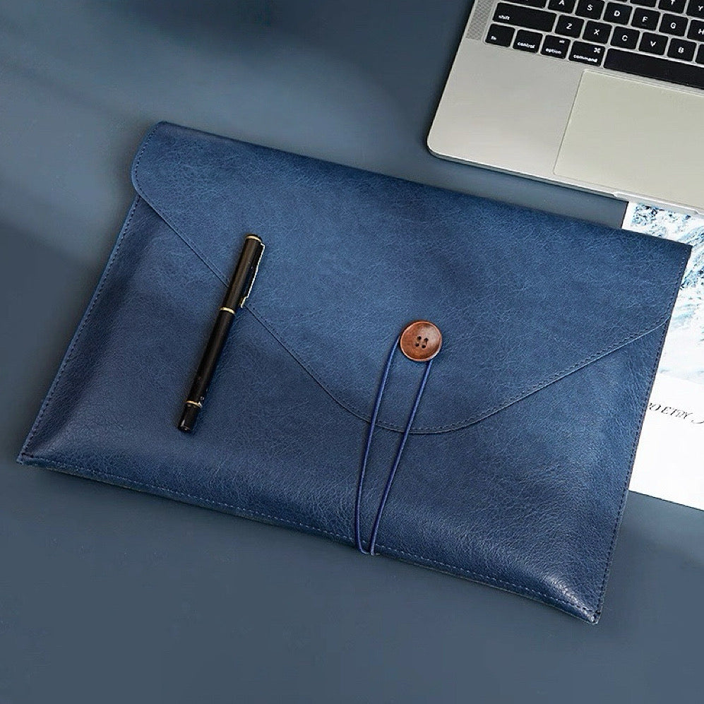 Buttoned Leather File Folder