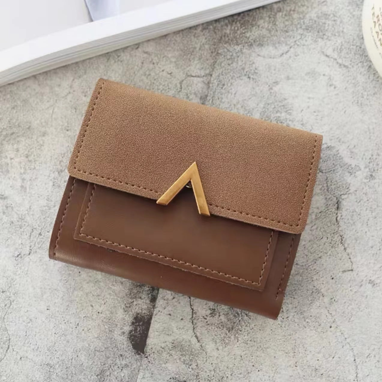 Small Wallet With Nubuck Leather Flap