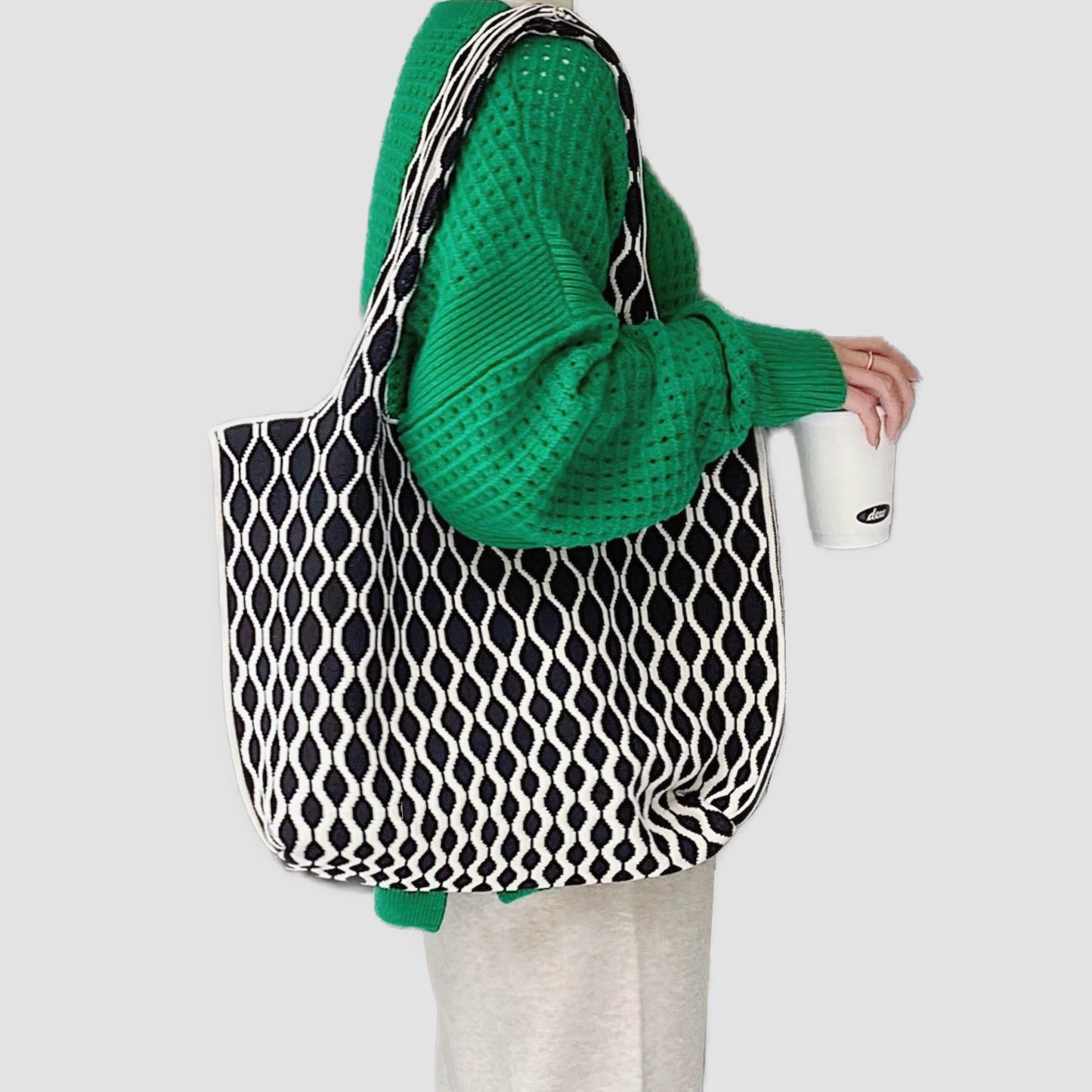 Borsa tote con trama ondulata