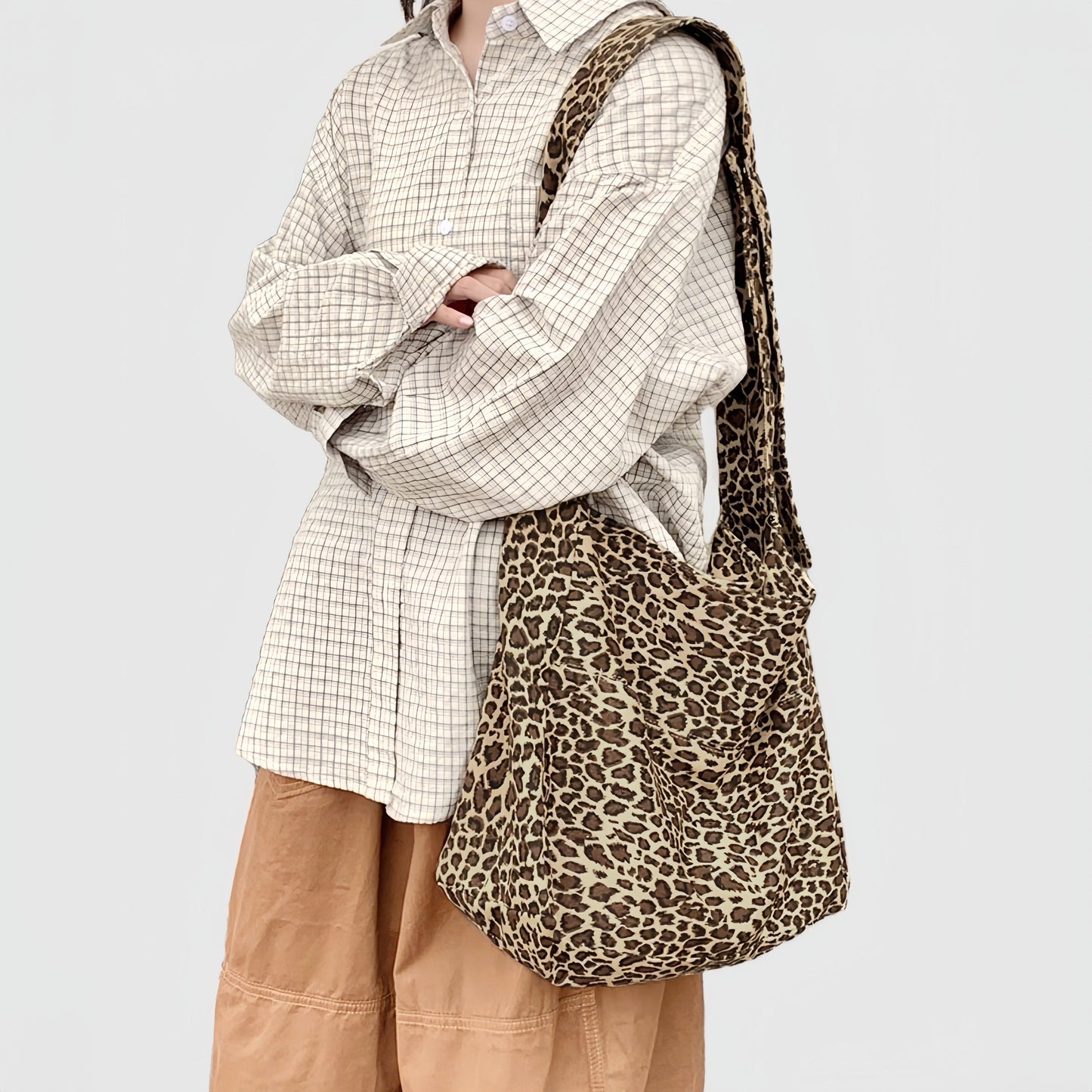 Primal Leopard Canvas Slouchy Bag
