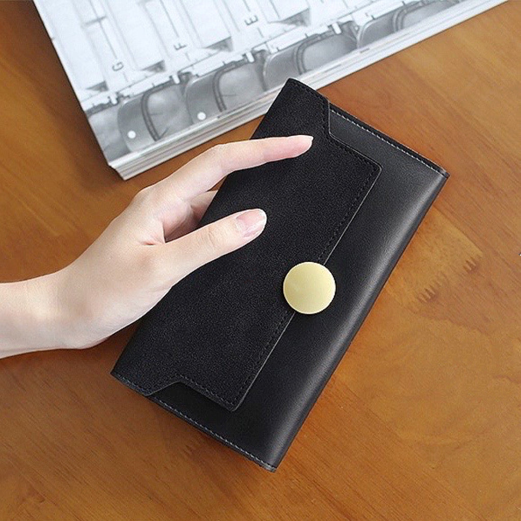 Long Wallet With Nubuck Leather Flap