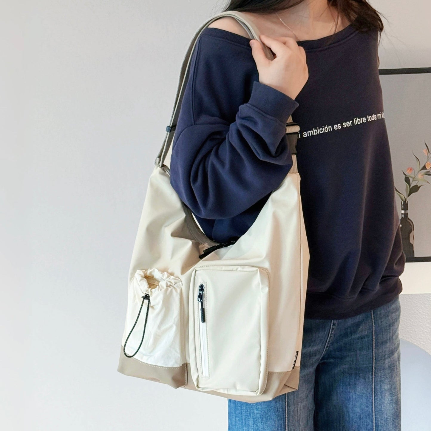 Multi Pocket Nylon Crossbody Bag