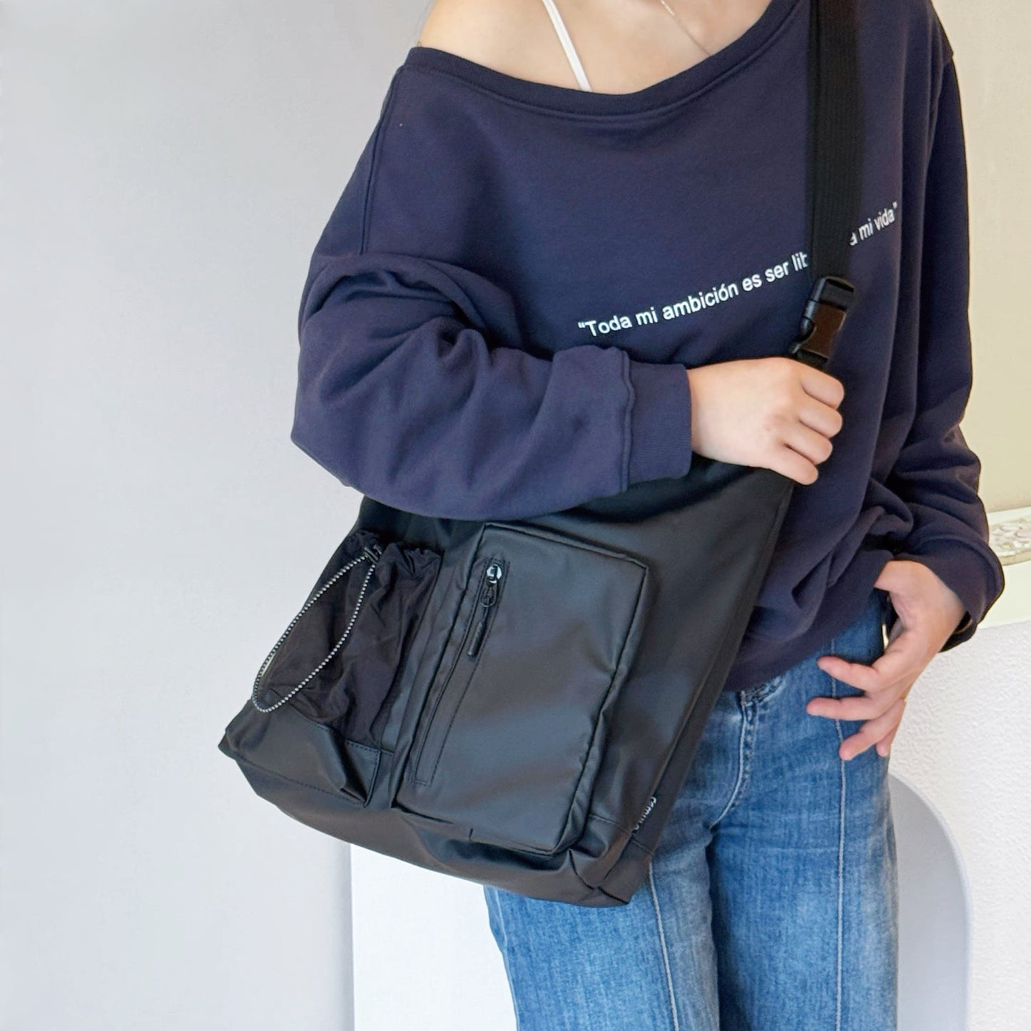 Multi Pocket Nylon Crossbody Bag