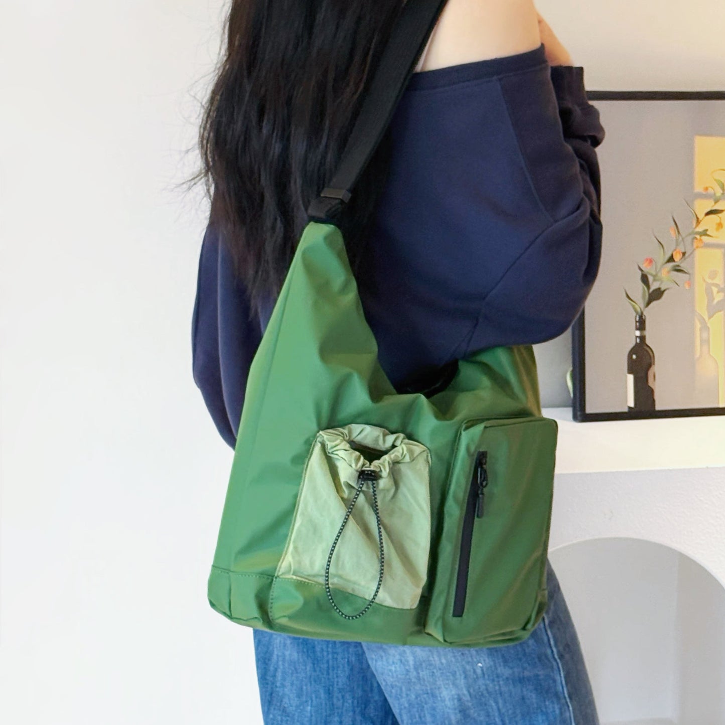 Multi Pocket Nylon Crossbody Bag