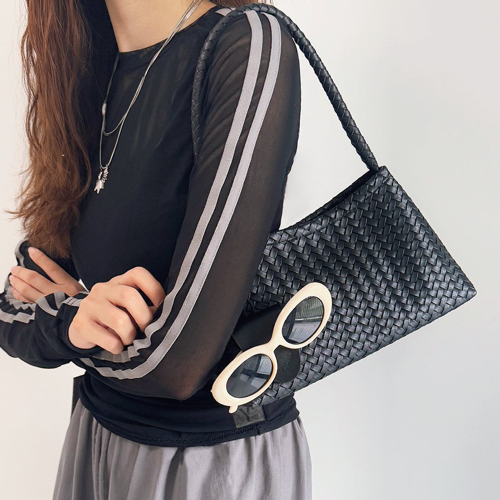 Woven Leather Bag With Glasses Holder