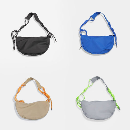 Borsa a tracolla in nylon con annodamento casual