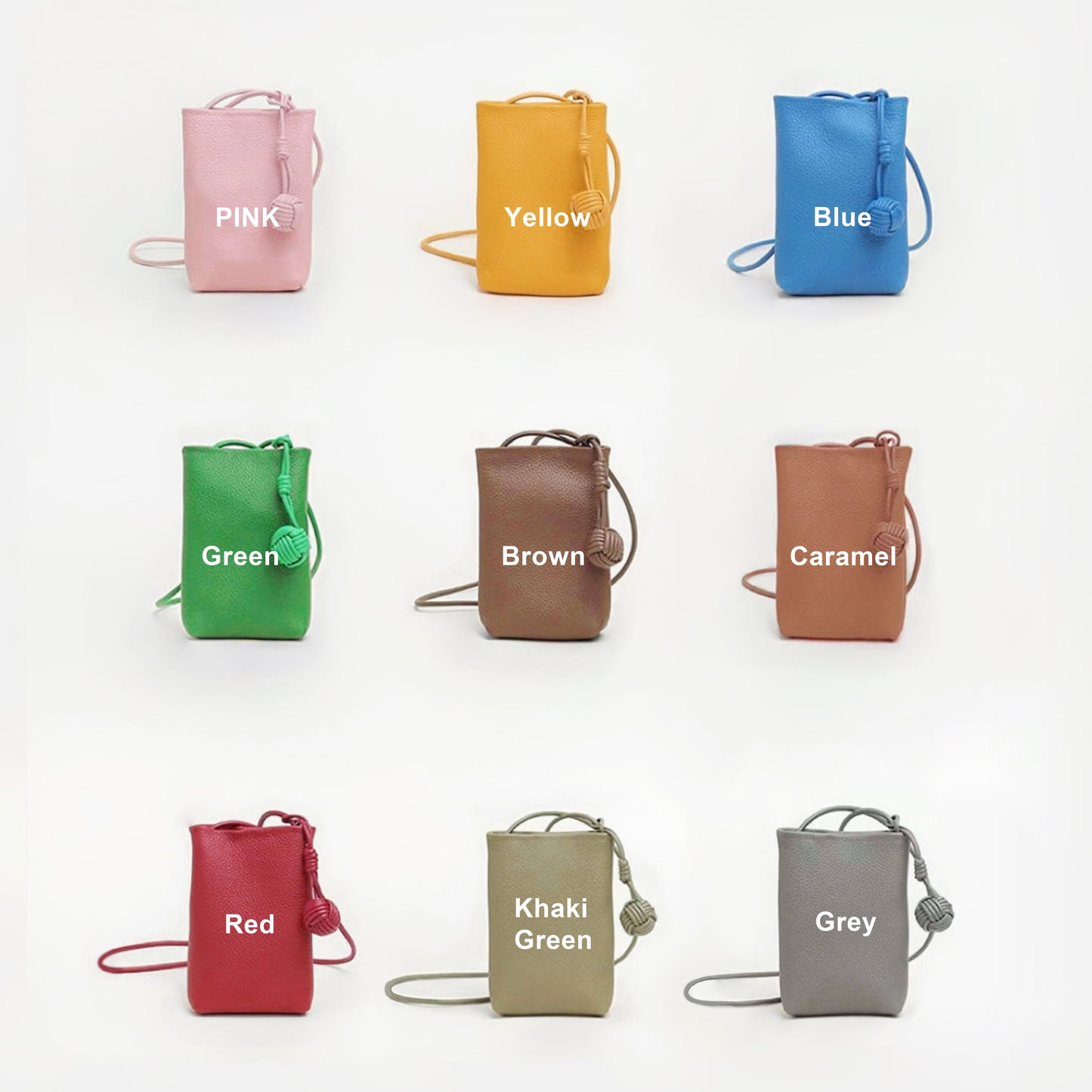 Mehrfarbige Ledertasche mit hängenden Kugeln