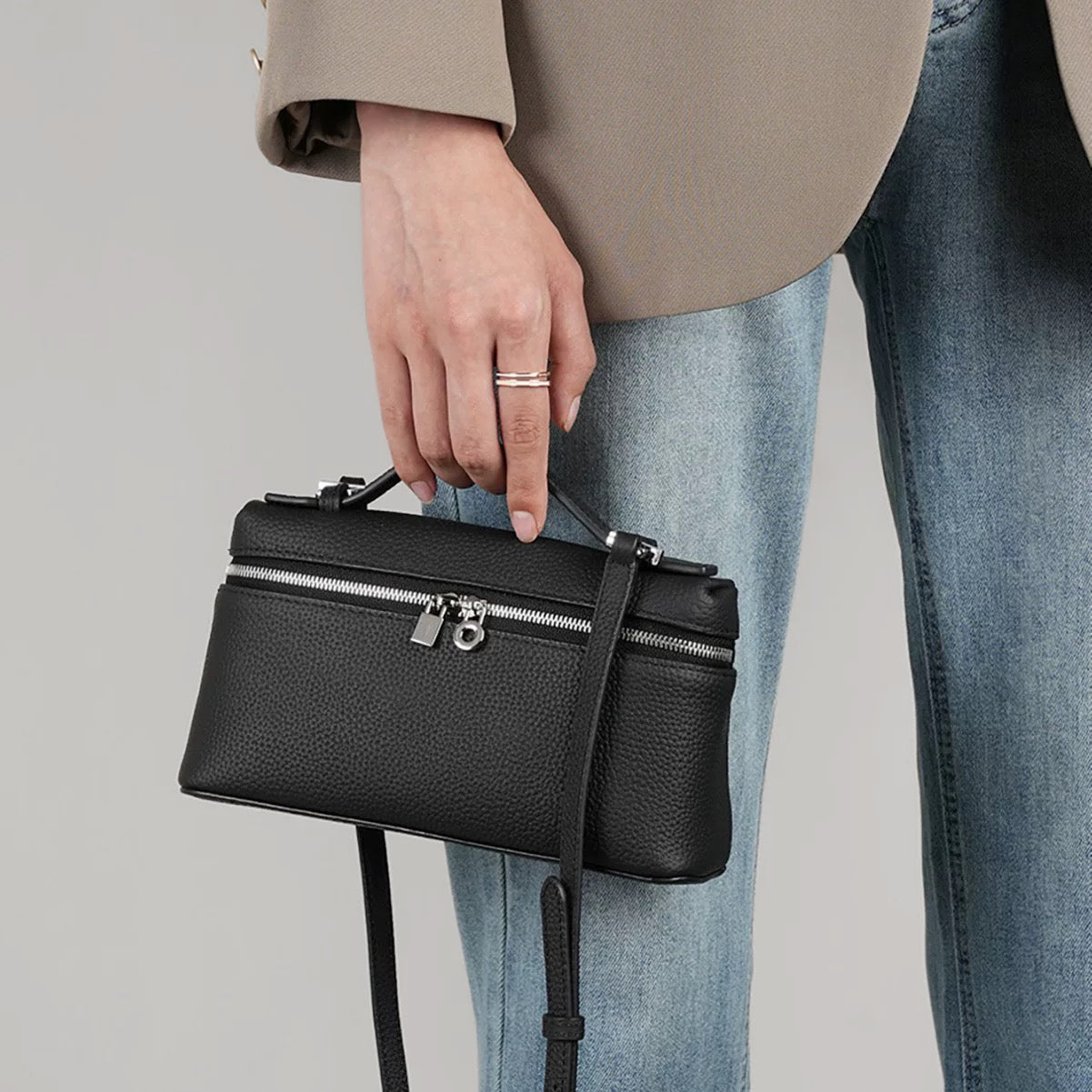 Boxy Glamour Leather Bag