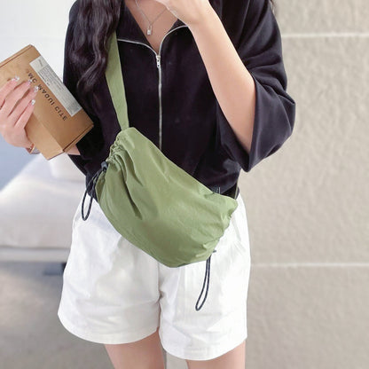 Borsa a tracolla con coulisse plissettata