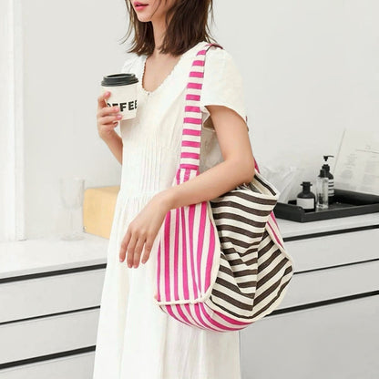 Borsa tote in tela a righe Zesty