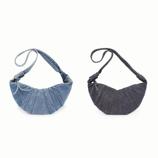 Borsa a tracolla in denim Croissant 