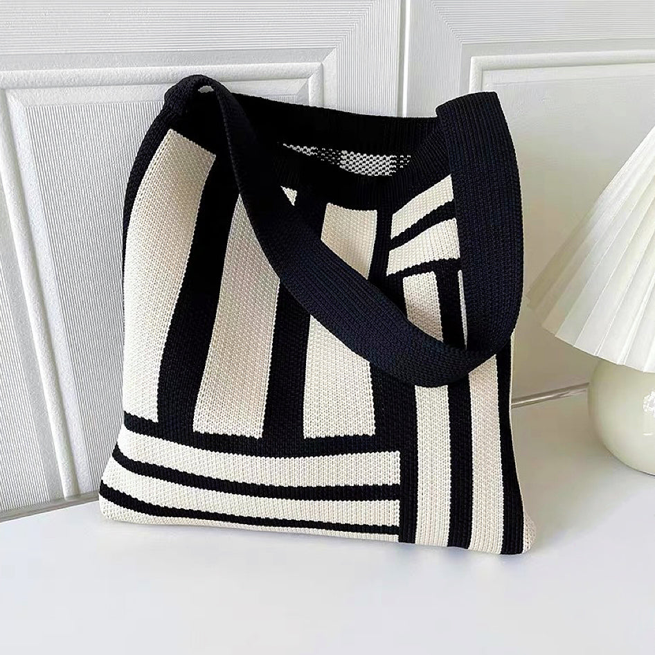 Geometric Line Knitted Bag