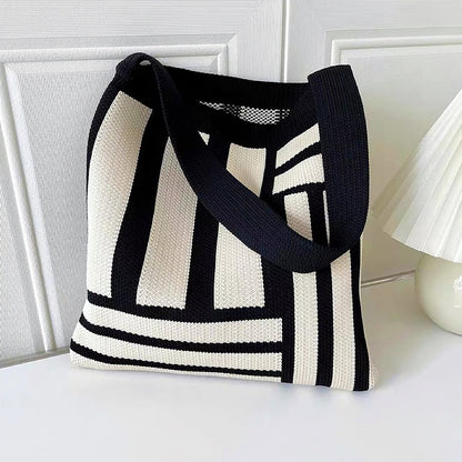 Geometric Line Knitted Bag