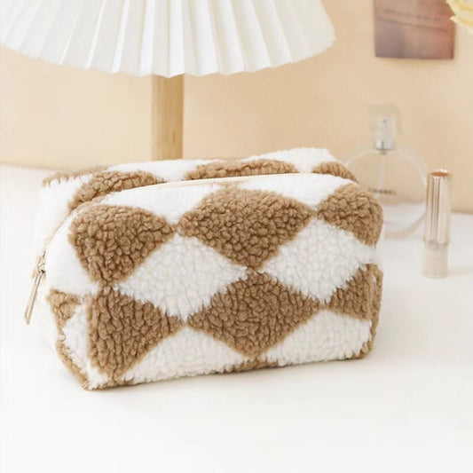 Borsa per il trucco Sherpa Teddy in cammello