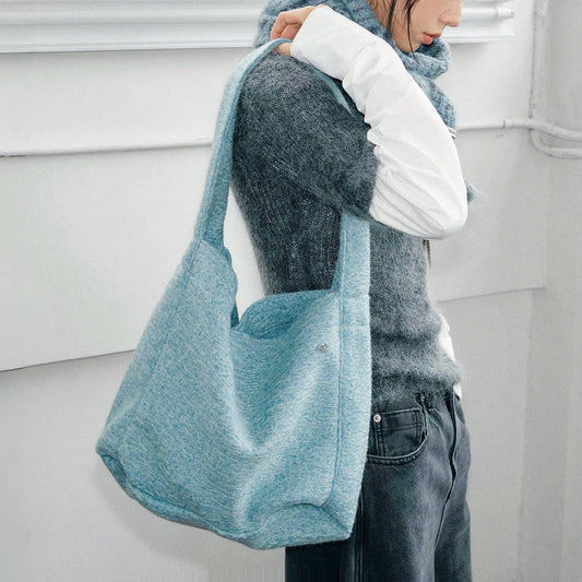 Borsa tote accogliente in lana