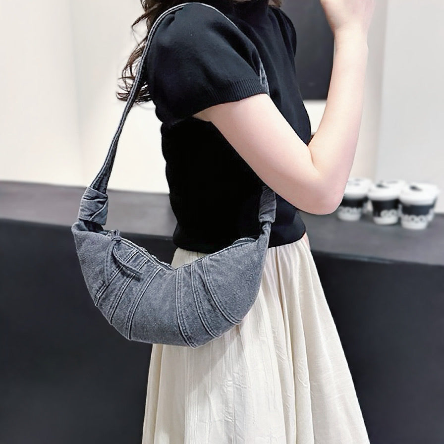 Borsa a tracolla in denim Croissant 