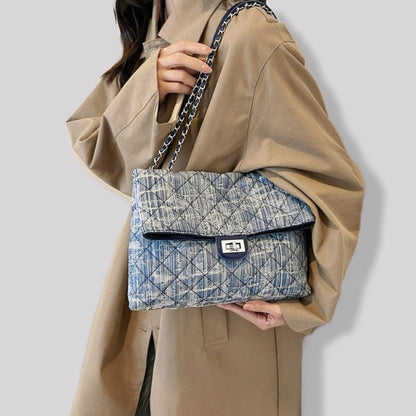 Borsa in denim con catena