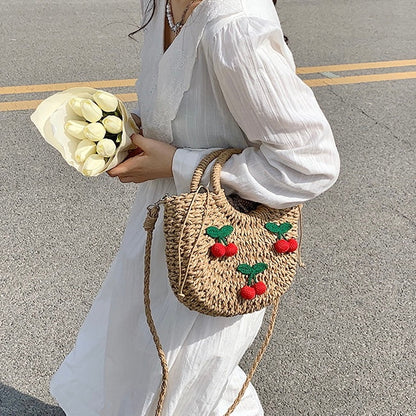 Borsa di paglia in rattan di ciliegio