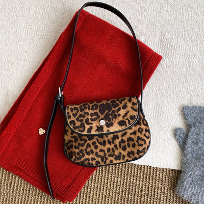 Mini Leopard Suede Saddle Bag