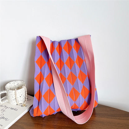 Borsa tote pieghevole in maglia Argyle