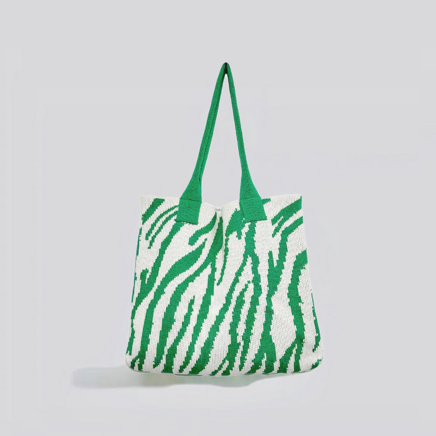 Gestrickte Tragetasche mit Zebra-Print