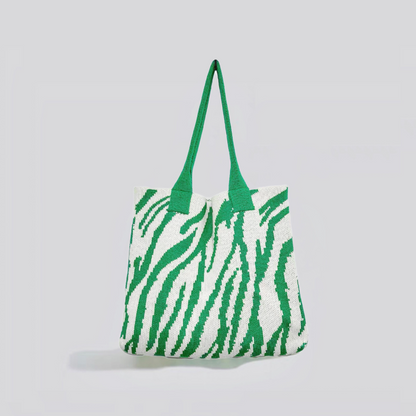 Gestrickte Tragetasche mit Zebra-Print