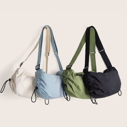 Borsa a tracolla con coulisse plissettata