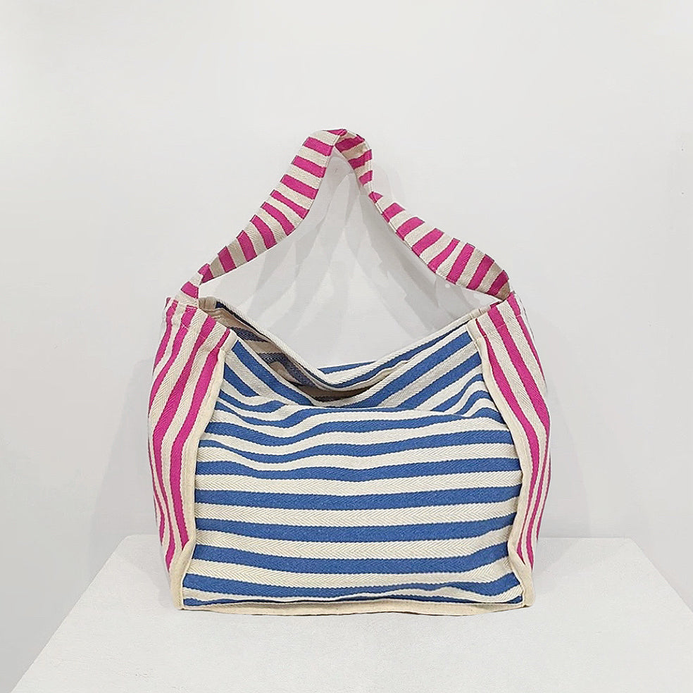 Borsa tote in tela a righe Zesty