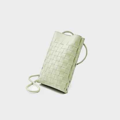 Front view of Braid Elegance Crossbody Bag in green, ideal for errands and gifting.