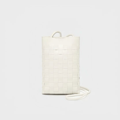 Close-up of Braid Elegance Crossbody Bag in white, easy for commuting and weekends.