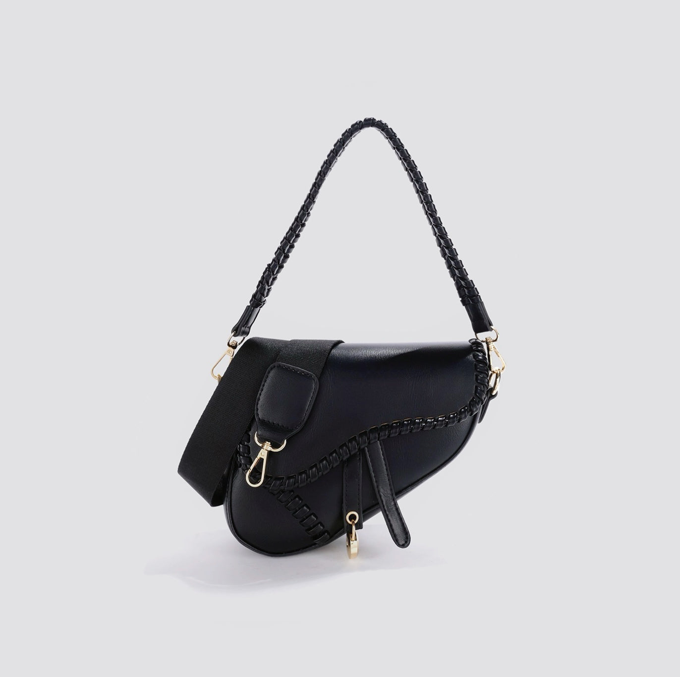 Leather Threaded Saddle Bag