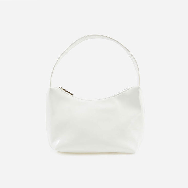 Front view of Cool Patent Leather Shoulder Bag in white, ideal for errands and gifting.