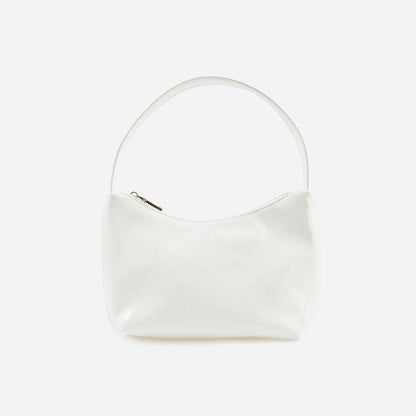 Front view of Cool Patent Leather Shoulder Bag in white, ideal for errands and gifting.