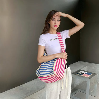Borsa tote in tela a righe Zesty