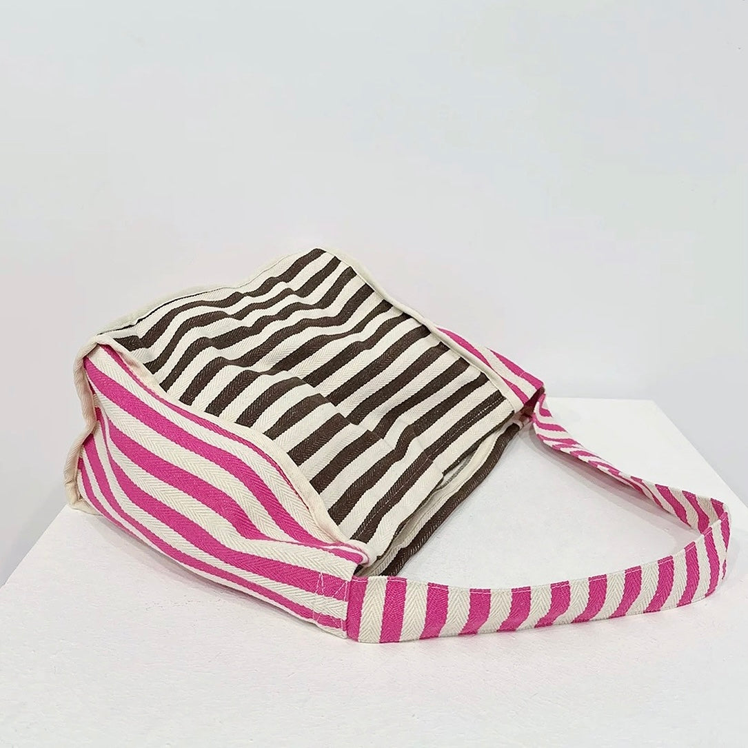 Borsa tote in tela a righe Zesty