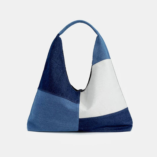 Borsa tote in denim patchwork di design