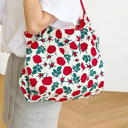 Model carrying a rose Tote Bag, easy for commuting and weekends.
