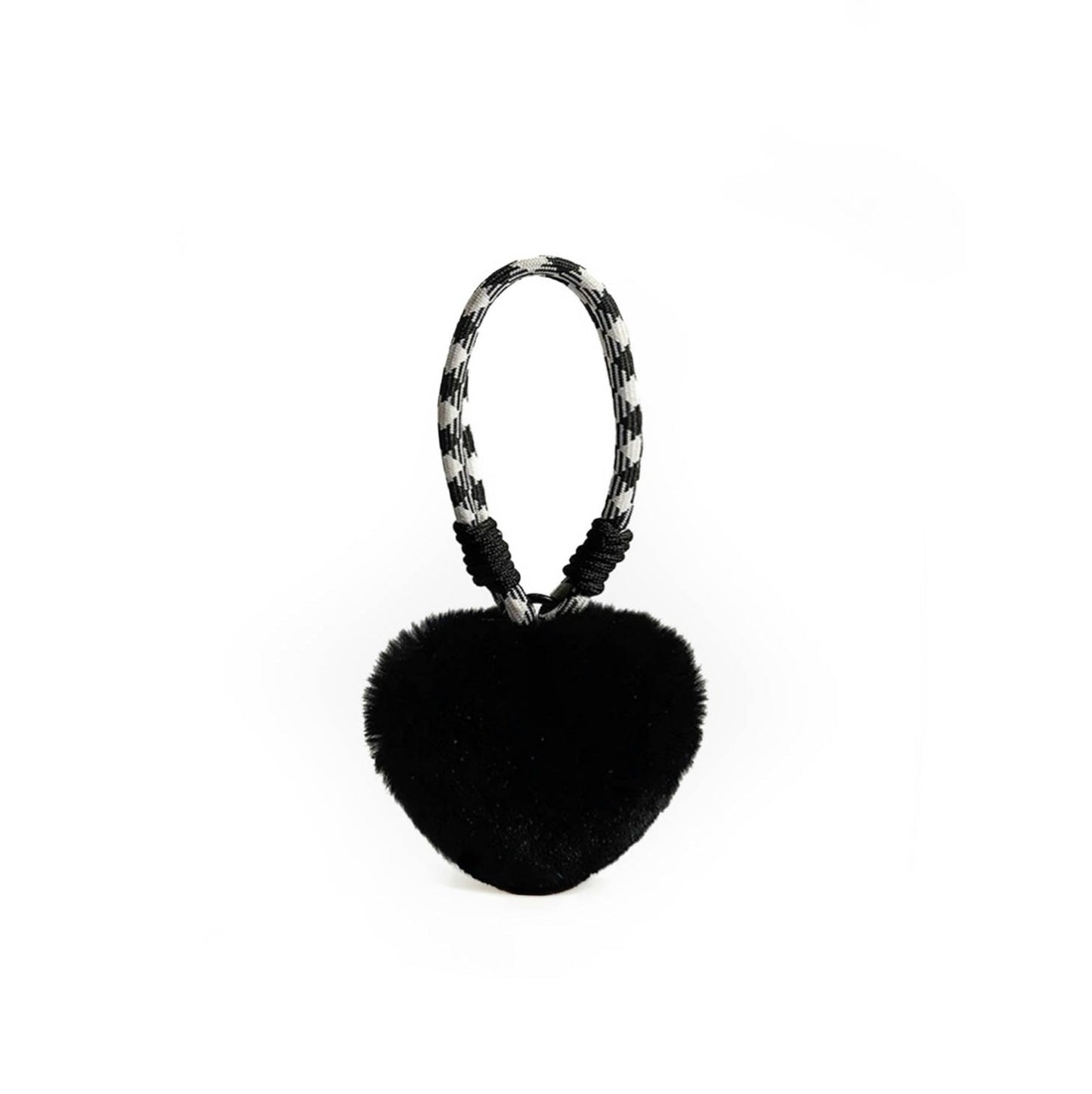 Front view of Love Fluff Bag Charm in black, ideal for everyday outfits and street style.