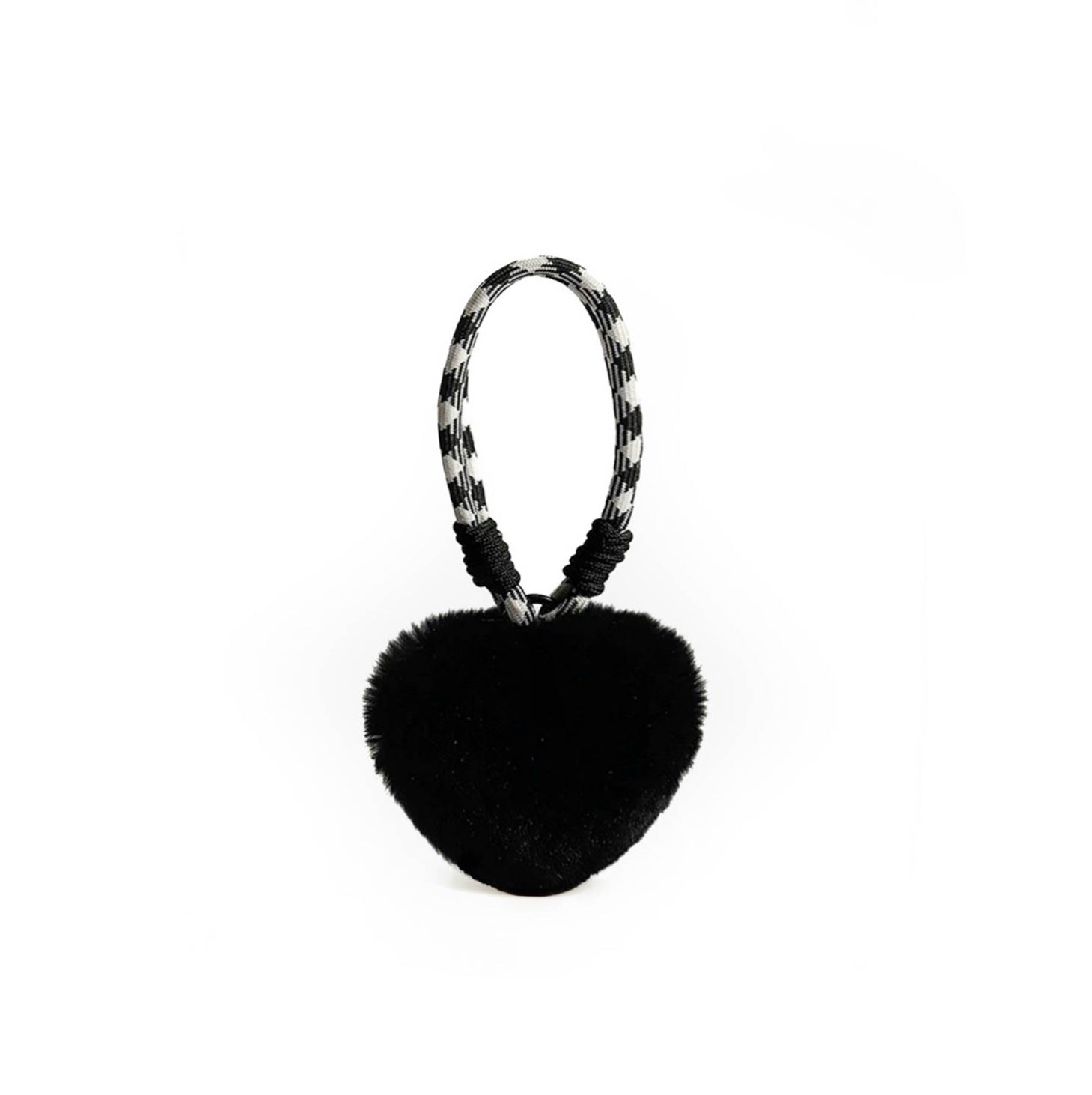 Front view of Love Fluff Bag Charm in black, ideal for everyday outfits and street style.