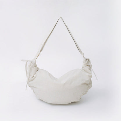 Off-white mini duvet crescent bag displayed on a clean white background.