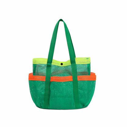 Folded view of Quick Drying Mesh Beach Bag in green, easy for commuting and weekends.